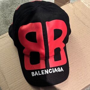 Balenciaga Black and Red Logo Cap